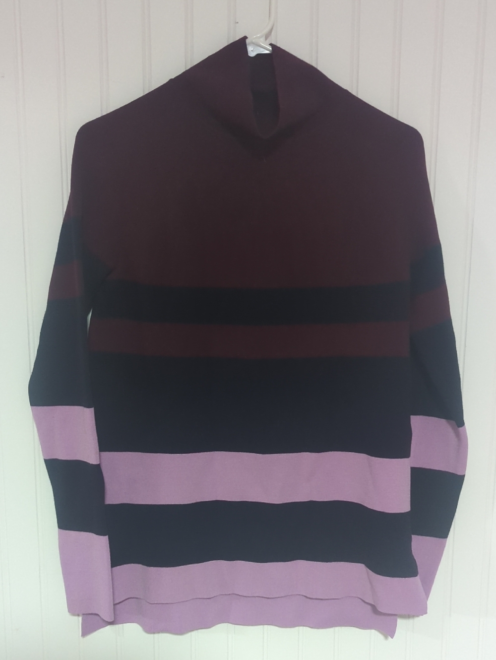 Womens Striped Turtle Neck Sweater